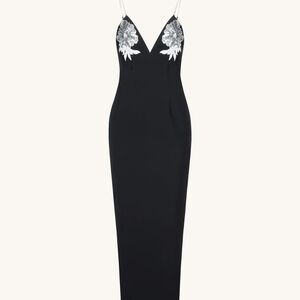 JW PEI Elegant Black Dress with Silver Floral Accents